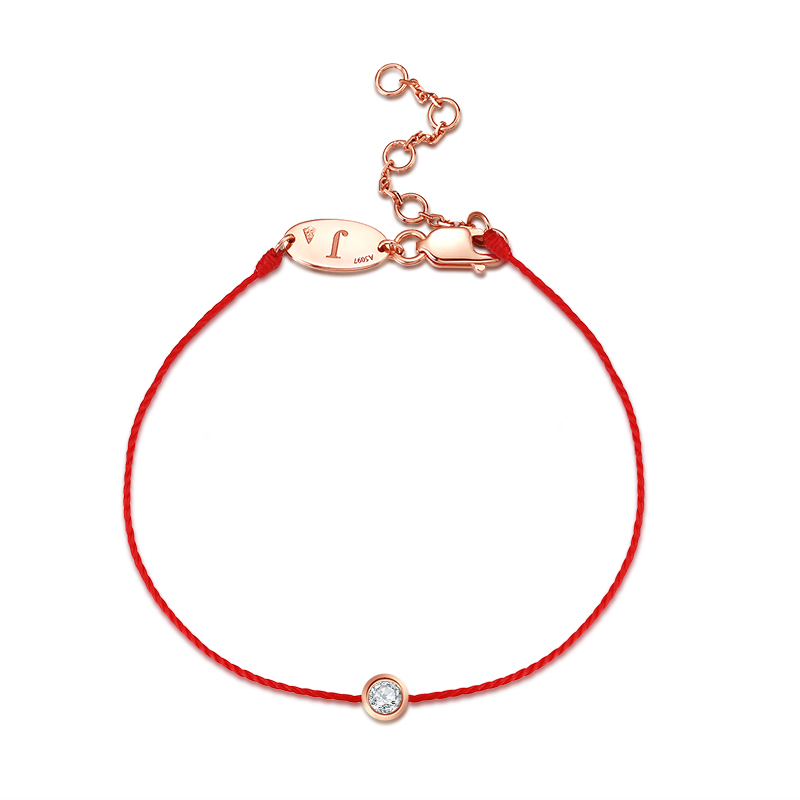 18k金(jīn)玫瑰金(jīn)手鏈小紅(hóng)繩鑽石手鏈k黃(huáng)轉運泡泡鑽石手鏈