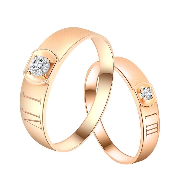 18k鑽石戒指對戒男(nán)女(nǚ)玫瑰金(jīn)結婚情侶戒定制鉑金(jīn)專櫃正品