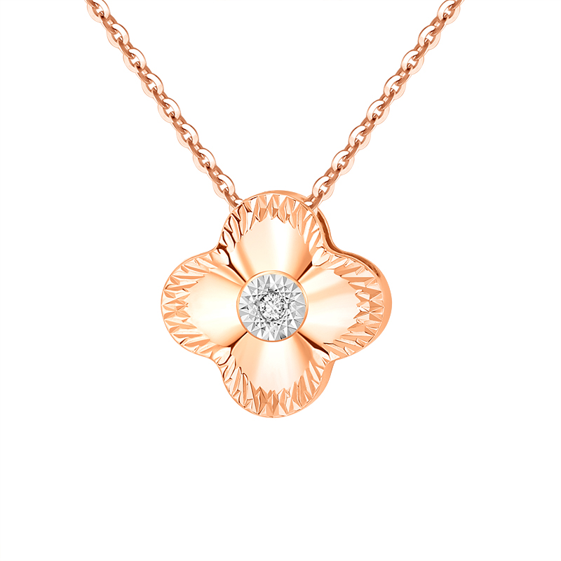 18k金(jīn)鑽石四葉草吊墜女(nǚ)款套鏈正品兩戴經典小清新款項鏈