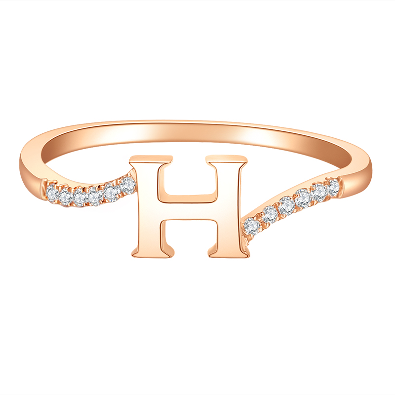 18K玫瑰金(jīn)字母H群鑲鑽石戒指時(shí)尚百搭鑽石女(nǚ)戒節日送女(nǚ)友(yǒu)送閨蜜