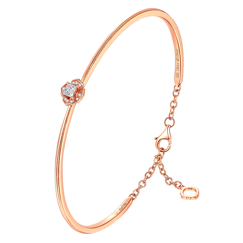 18k玫瑰金(jīn)鑽石手镯公主方鑽石手镯鏈時(shí)尚優雅大方送閨蜜送女(nǚ)友(yǒu)