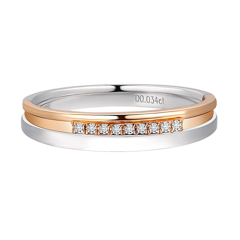 18K玫瑰金(jīn)鑽石戒指雙色鑽石戒圈時(shí)尚百搭潮流男(nán)女(nǚ)通(tōng)用款鑽石戒指
