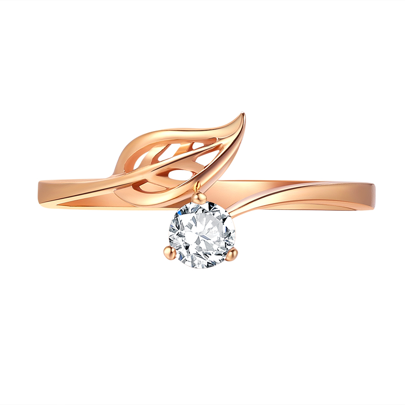 18K玫瑰金(jīn)鑽石戒指三爪鑲天然真鑽時(shí)尚百搭葉子鑽石戒指送女(nǚ)友(yǒu)