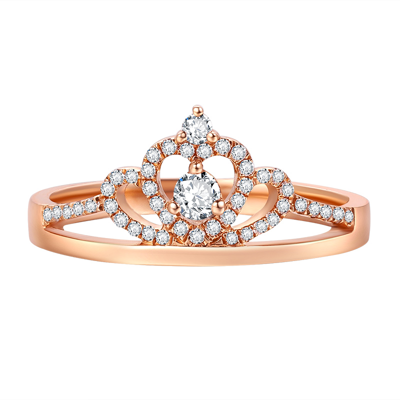 18k金(jīn)皇冠鑽石戒指AU750鑽石戒指時(shí)尚個性百搭女(nǚ)款浪漫鑽戒送女(nǚ)友(yǒu)